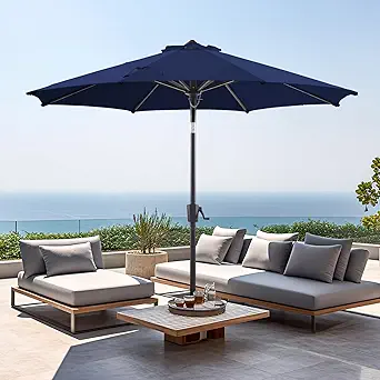 BLUU MAPLE Olefin Patio Umbrella Outdoor Table Umbrellas, 36 Month Fade Resistance Olefin Canopy, Market Center Umbrellas with 8 Strudy Ribs & Push Button Tilt for Garden, Lawn & Pool