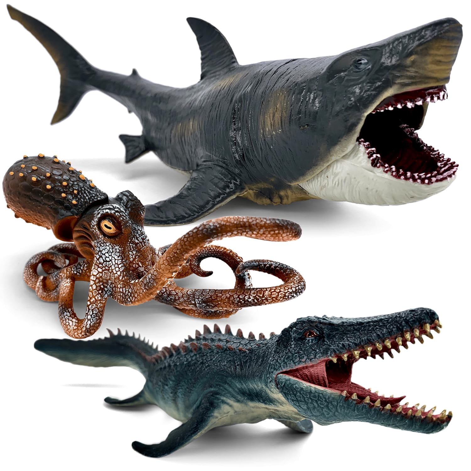 Movable Jaw Ocean Animal Set, 13" Mosasaurus
