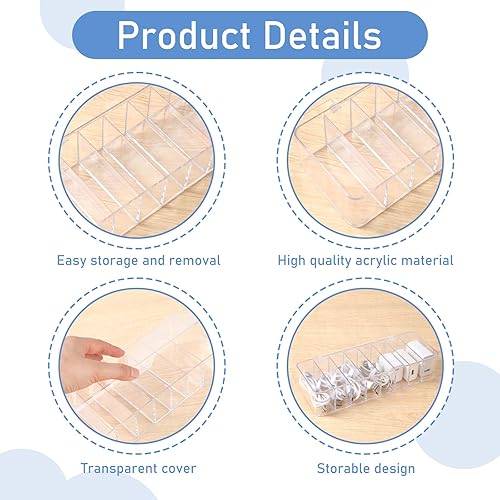 Miniatura 3 de Paquete de 2 organizadores de cables con 20 bridas de alambre, caja de almacenamiento de cables con tapa, cargador electrónico, organizador de