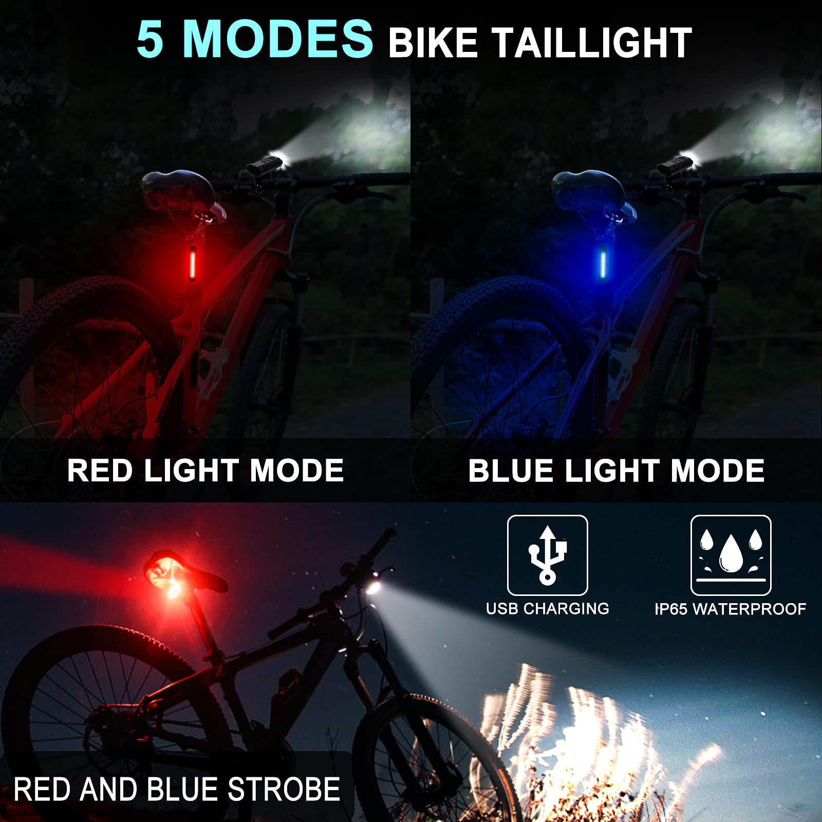 Kit Luz Bicicleta WEPPGO - Farol E Lanterna USB 1200 Lúmens