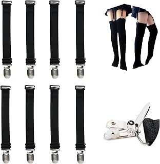 Elastic Stocking Clips Suspenders Garter Belt for Girdles Corset Straps Adjustable Leg Garter Girdles Fasteners Keep Your Lingerie Corset Snag on 8 Pcs Black
