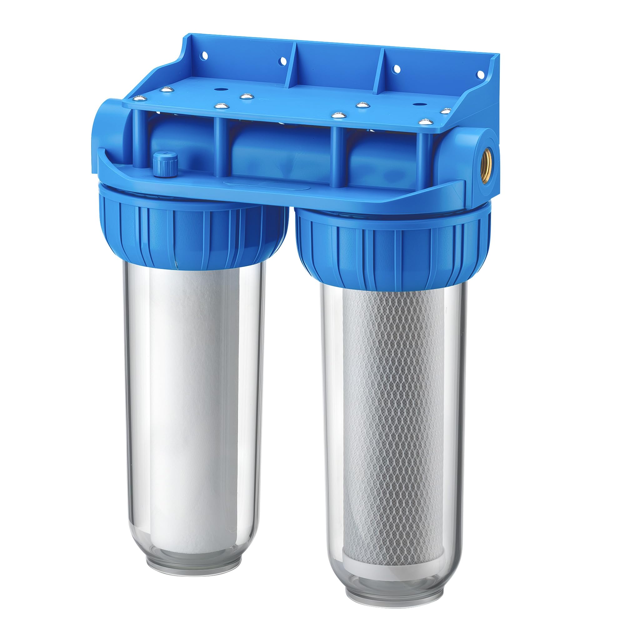 Naturewater NW-​BR10B3 Double filtre Eau potable – 274 x 150 x 355 mm – 2 Étapes – 360 L/​h – 1/​2" / 20,​67 mm – avec Cartouche PP Sédiments, Charbon actif – Filtration Purification Bactéries Pesticides