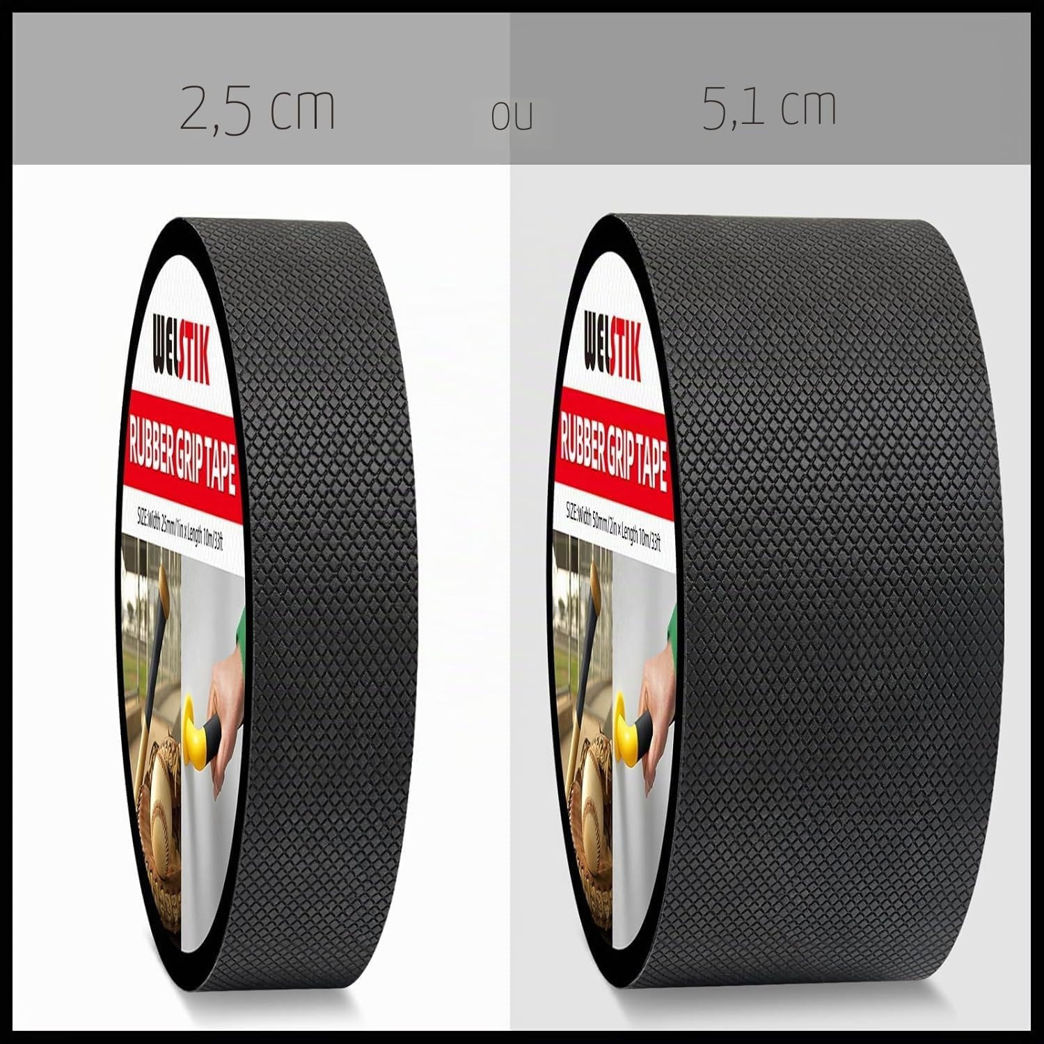 WELSTIK Ruban adhésif antidérapant en caoutchouc, ruban ultra résistant et imperméable avec adhésif texturé pour outils et gadgets de bricolage (noir, 5 cm x 10 m)
