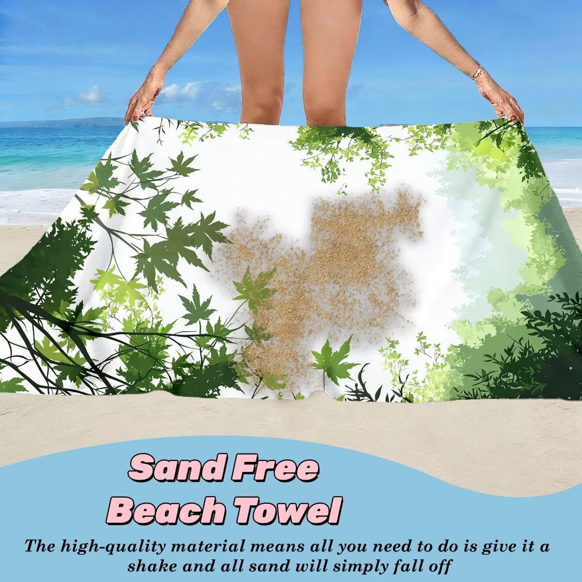 Toalla Playa 80x160 cm, Toalla Gimnasio Microfibra Secado Rapido, Juego de 2 Antiarena Toallas de Playa, Ligera Compacta Toallas Microfibra Grande para Viaje, Regalo Hombre Regalo Mujer (Planta) -5145