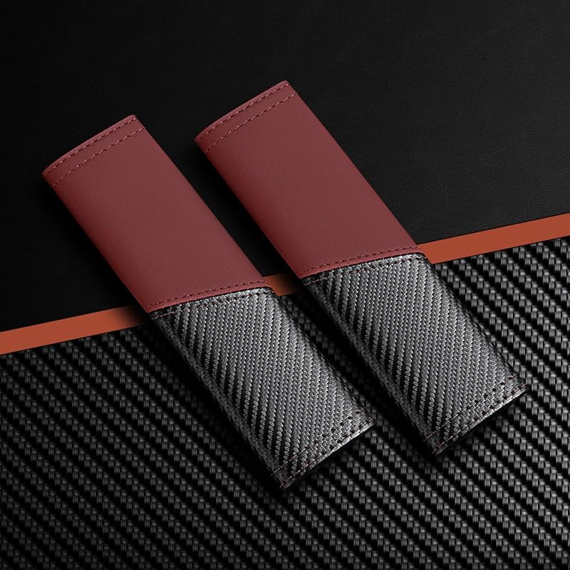 Capa para Cinto de Segurança em Couro com Fibra de Carbono Generic Claret – Par