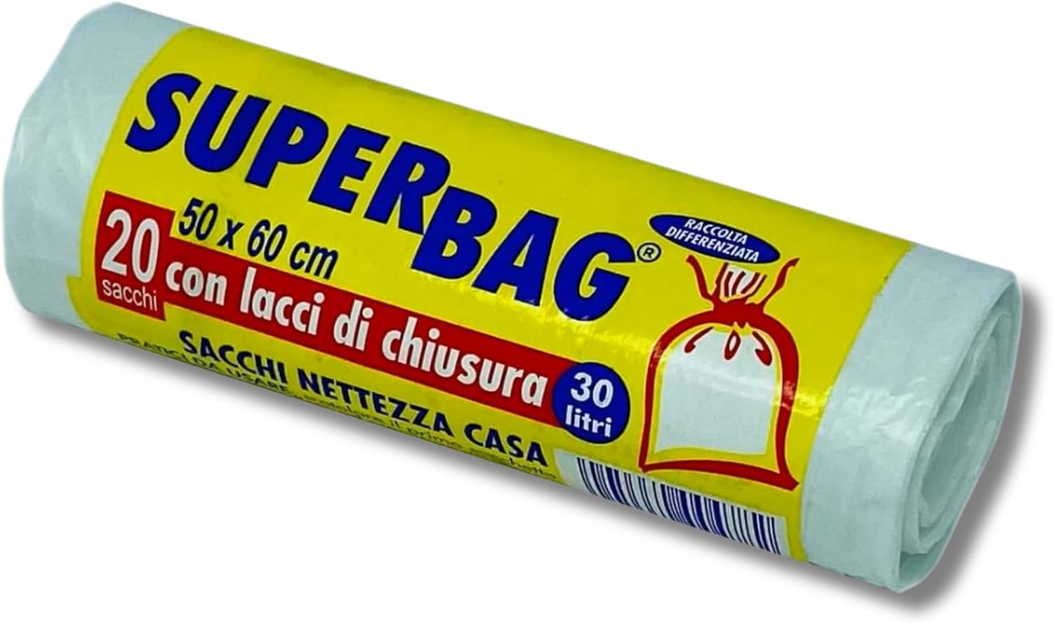 FRIO – 20 sacchetti trasparenti per rifiuti, 30 litri, per bidoni della spazzatura, riciclaggio, sacchetti di plastica PE riciclata con lacci. Sacchi per rifiuti pesanti 50 x 60 cm