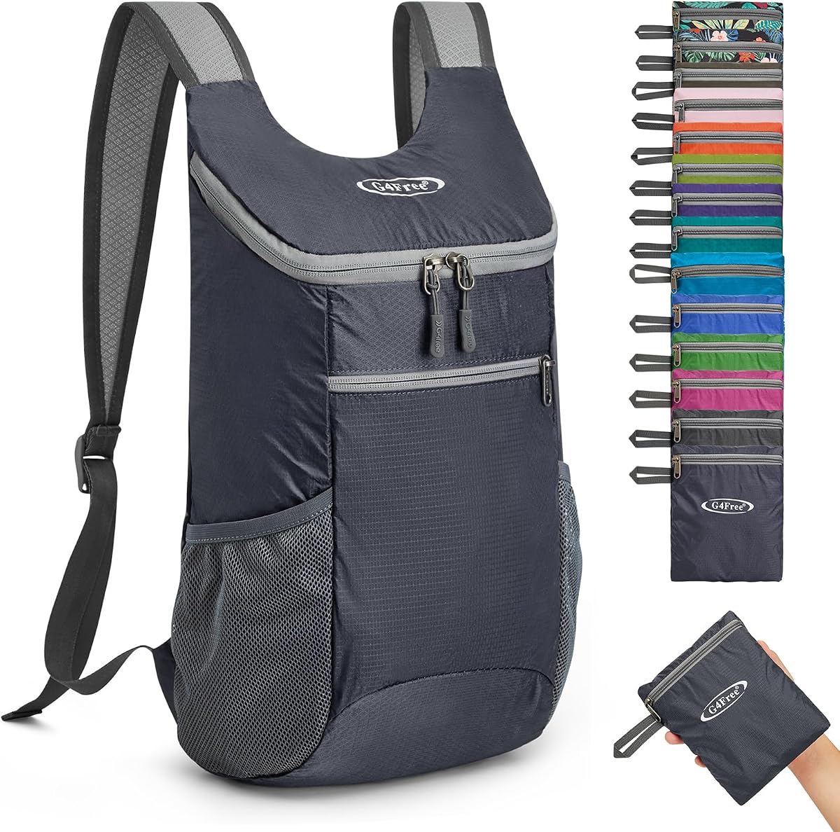 10L Lightweight Packable Hiking Backpack, Nylon Daypack Daily Travel | Water-Resistant Nylon, Weighing Only 4.59oz, Comfortable, Hiking, Travel, Cycling, Small Foldable Unisex Daypack (Grey)