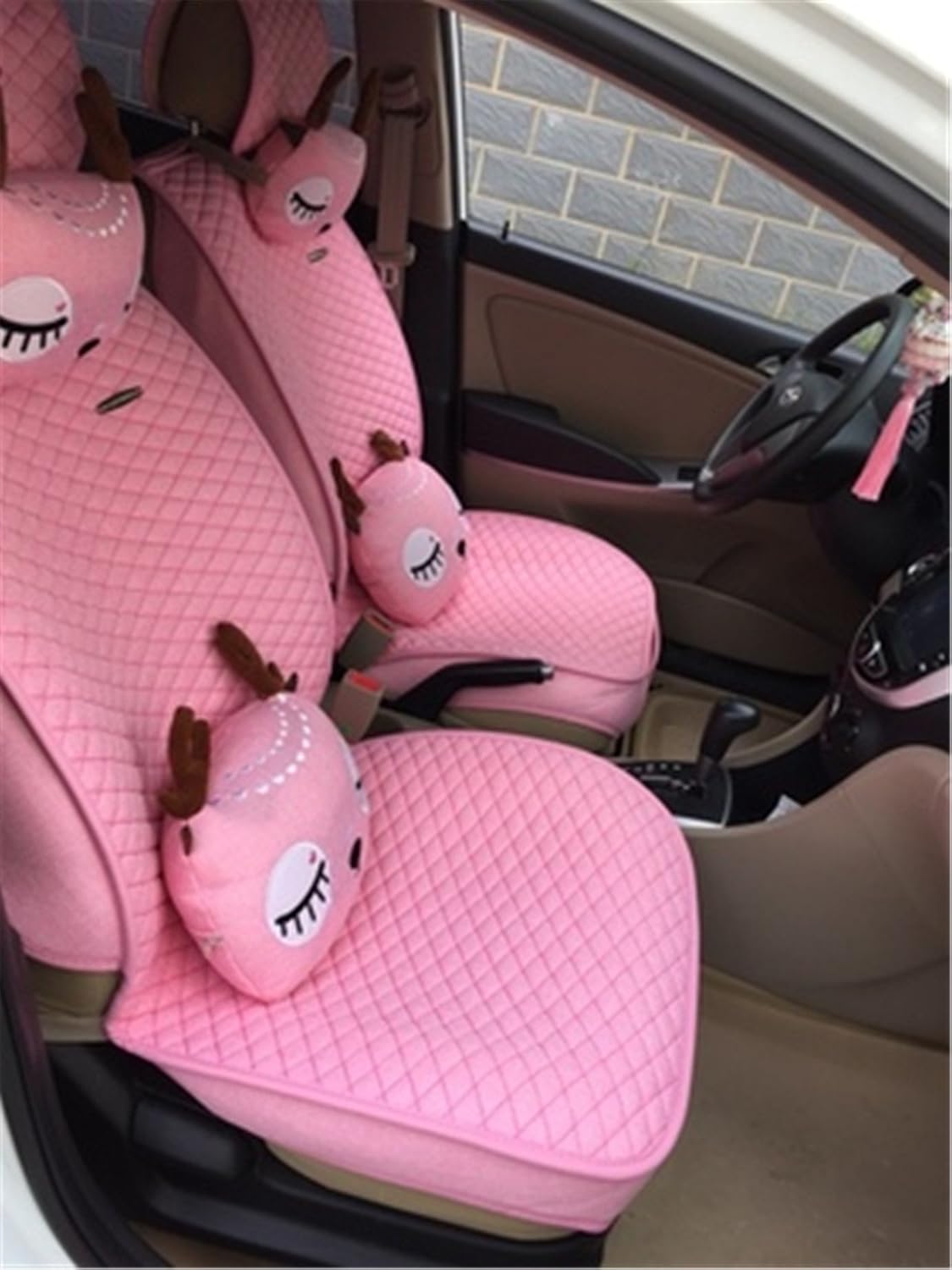 Empire-1503 Linen/Flax Car Seat Cushions 11 pcs Set - Anti-skidding with Silicone Gel Dots Universal Fit Seat Covers for Audi Jeep Ford Mercedes-Benz and 98% Other Types of Cars(Beige)