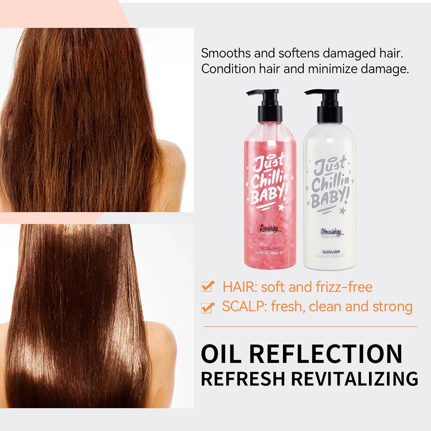 Oily Hair Shampoo and Conditioner for Women, Clarifying Shampoo and Conditioner for Oily Hair, Silicone-free Shampoos and Conditioners Set, 32.4 Fl Oz