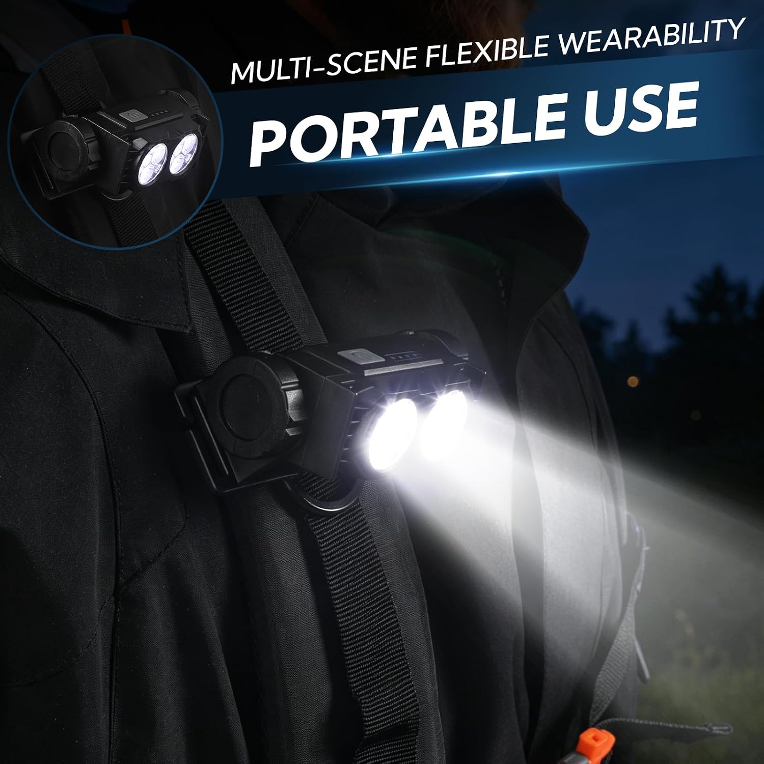 VZZNN 3 Pack Headlamp Rechargeable, Super Bright LED Head Lights with Adjustable Headband, Waterproof Head Lamps for Camping, Running & Work