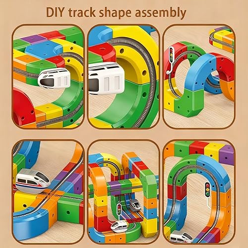 Miniatura 6 de Track Fusion Train Set - Tren de cubo mágico de pista infinita 3D, juguete de construcción flexible que desafía la gravedad para niños y niñas de 3