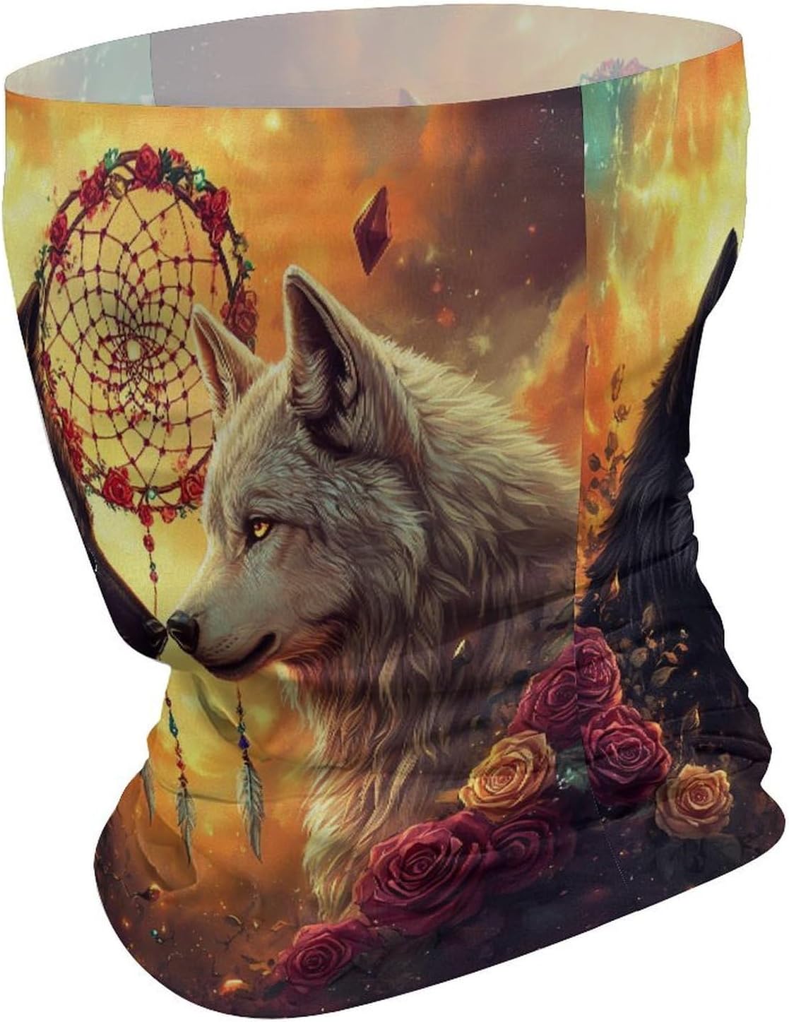 Black And Wolf Dream Catcher Face Cover Neck Gaiters for Men Women Sun Protection Mask Scarf Hiking Bandana