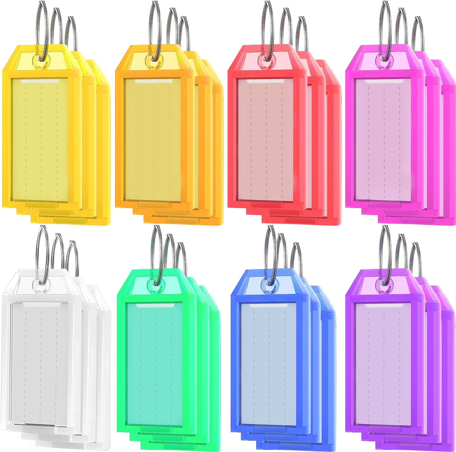 FUNCYboo 96 PCS Key Tags Plastic Key Labels Tags with Split Ring Label ...