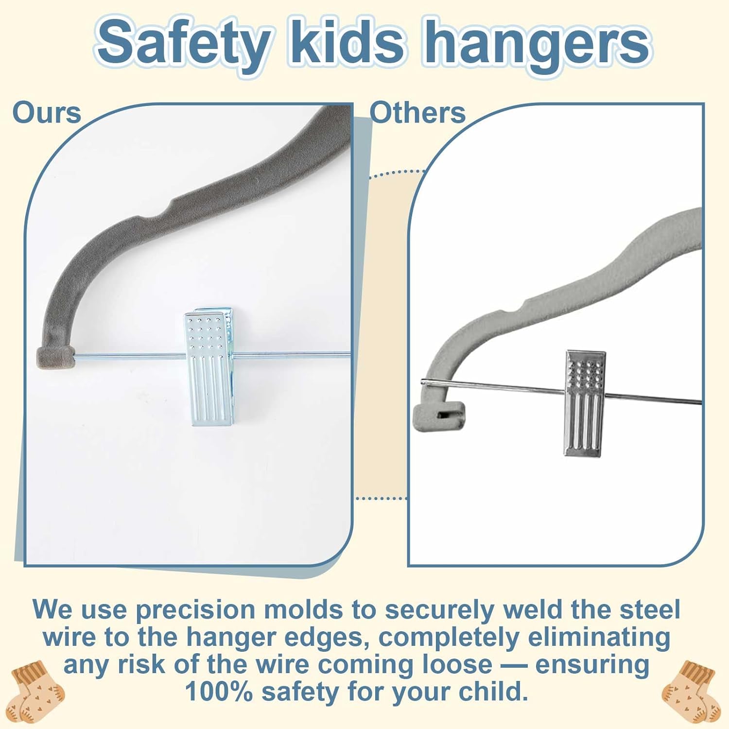 Vesici 14 Inch Extra Large Kids Velvet Hangers with Movable Clips 15 Pack, Non Slip Felt Clothes Hangers for Kids and Preteens, Heavy Duty and Space Saving for Pants, Skirts, Coat, Gray - Image 5