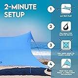 Neso Tents Gigante Beach Tent, 8ft Tall, 11 x 11ft, Biggest Portable Beach Shade, UPF 50+ Sun Protection, Reinforced Corners and Cooler Pocket(Periwinkle Blue) - 4