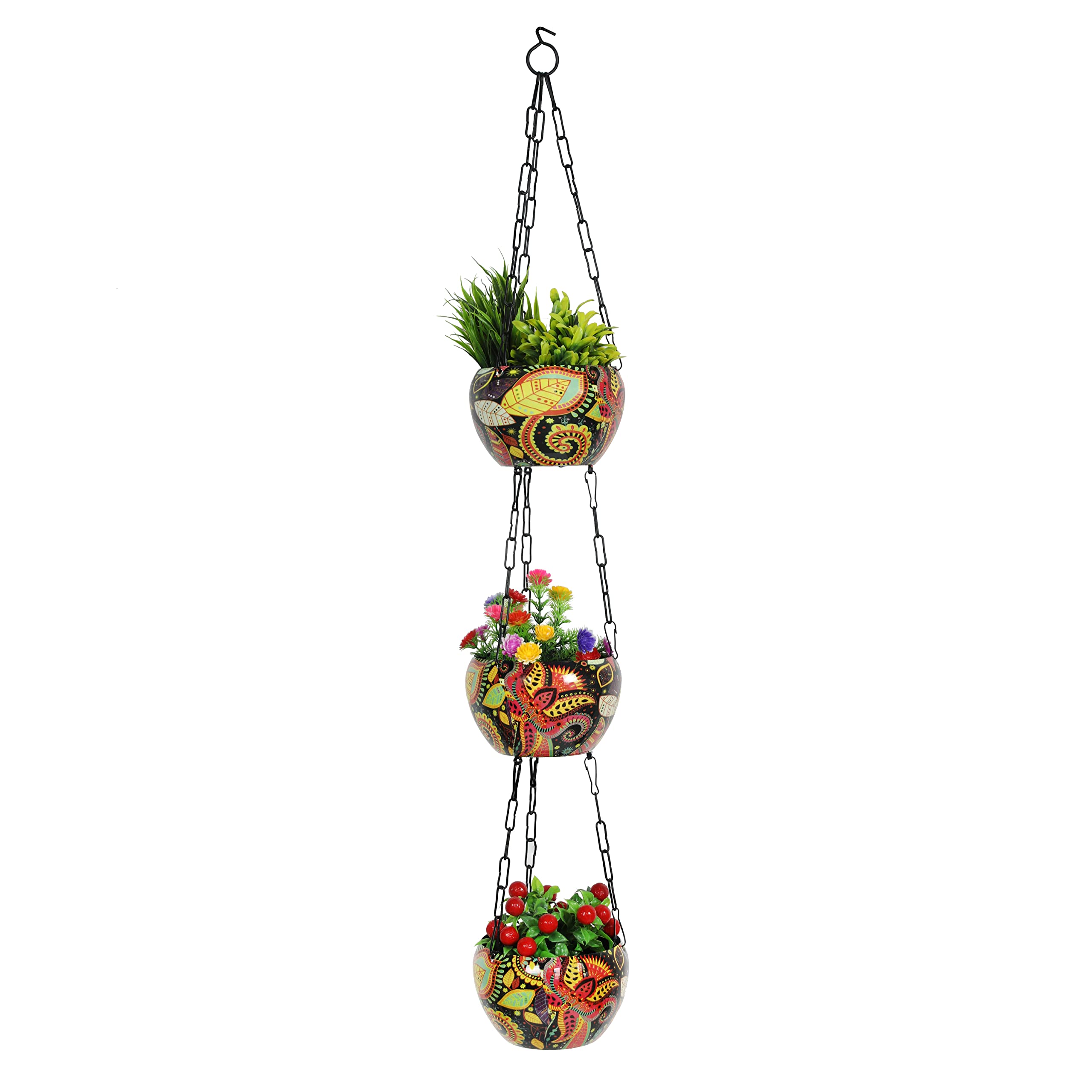 Tuxédo, Floret 3 Layer Metal Hanging Planter for Balcony - Metal Planters for Balcony and Home Gardening, Indoor, Outdoor, Best for Gifting (B0B9T91HBJ) Amazon Price History, Amazon Price Tracker