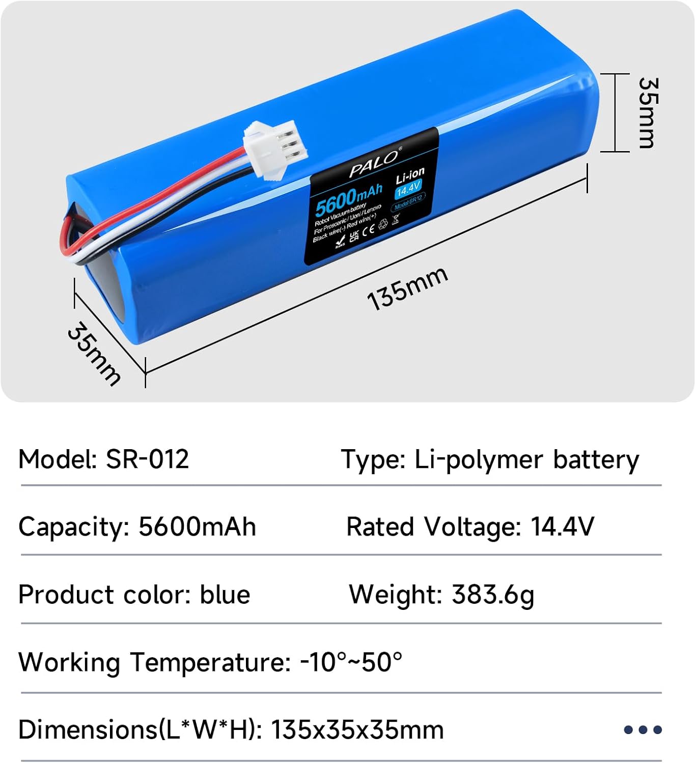 Replacement Battery for Lydsto R1, for Proscenic M7 Pro LDS M7 Pro M7 Max M8 Pro, for HONITURE Q6/Q6 Pro, AIRROBO T9 T10+, Uoni V980 Plus/MAX, Neabot N2/N1, Roidmi Eve Plus, VIOMI S9 Robot Vacuum