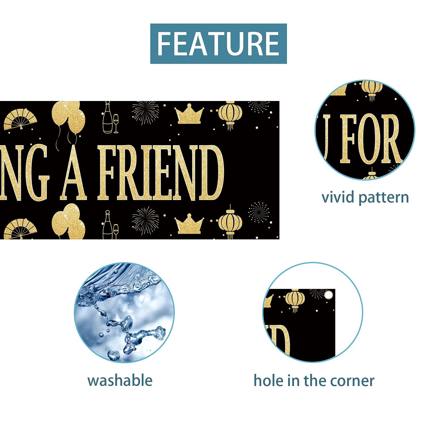 YzYbuaego 'Thank You For Being A Friend' Banner - Gold Glitter Party Banner, Pre-Strung, Golden Girls Theme