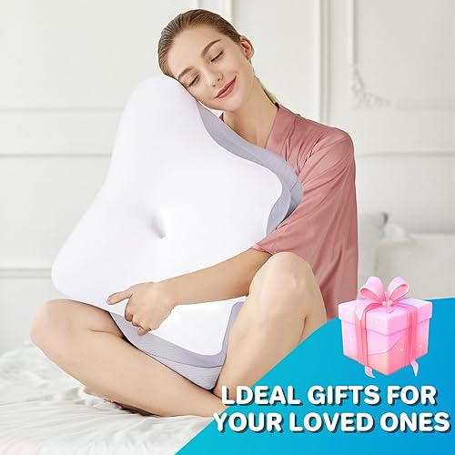 Miniatura 6 de Almohada cervical para dormir, almohadas de espuma viscoelástica ergonómicas de contorno de cama, almohadas para dormir de lado para adultos,