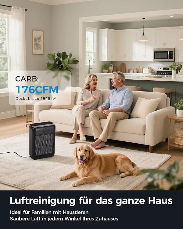 Slevoo Air Purifier for Home Large Room, H13 True HEPA Filter Air Purifiers & 3 × pre-filters for Bedroom,Office,Living Room,Covers Up to 1991.3 ft²,CADR 326m³/h (Black) by Slevoo - Used condition - Image 2