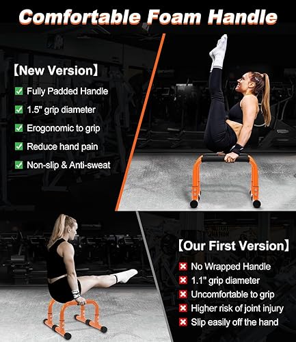 Miniatura 4 de Barra de empuje hacia arriba, barras de paraletas antideslizantes de 12 pulgadas de alto y barras de inmersión con asas de espuma, equipo de