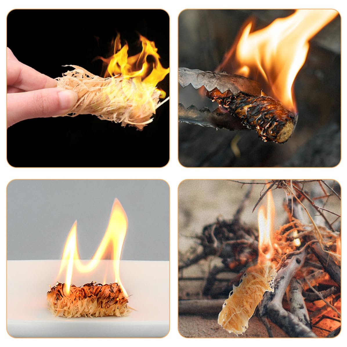Operitacx de Iniciadores de Fuego Fácil Encendido 50 Piezas de Madera Natural Cera, Resistentes al Viento para Barbacoas y Fogatas al Aire Libre