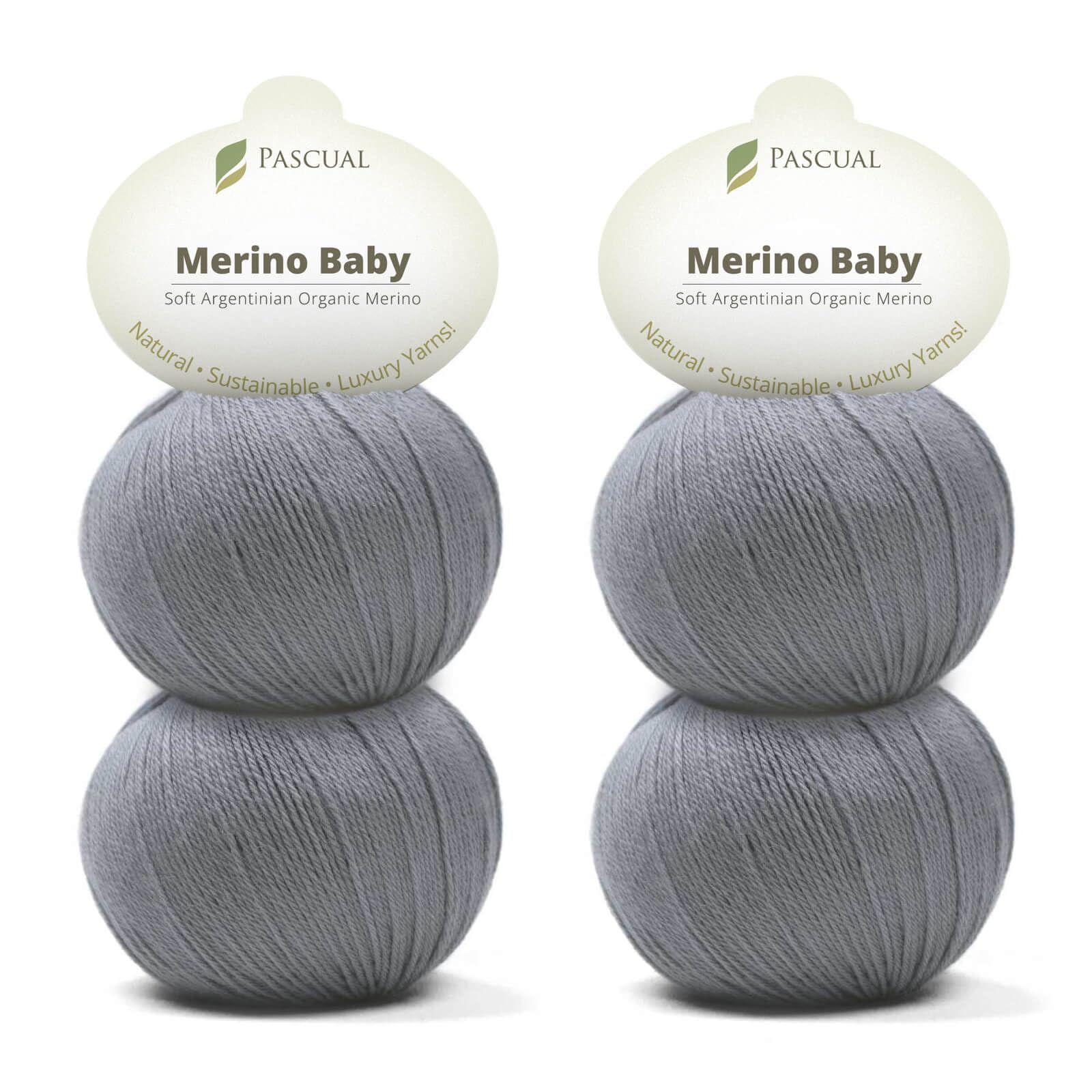 PASCUALI Merino Baby|Strickwolle aus 100% Schurwolle aus Merino, Merinowolle zum Stricken und Häkeln, SET: 4 Knäuel - 200 g, Farbe: Stein 301