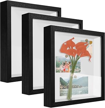 Shadow Box Frame 3D Picture Frame Acrylic Shadow BoxesDisplay Case Box for Memorabilia, Crafts, Tickets and Photos 3pcs-Black, 8.5x11
