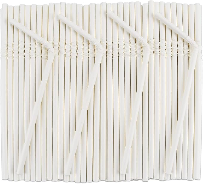 Pitillos de papel flexibles blancos, 7.75 pulgadas, 250 unidades miniatura 6