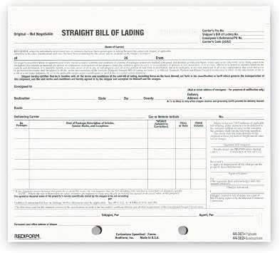 Rediform Bill of Lading, Snap-A-Way Design, Carbonless Triplicate Forms, 8.5" x 7", 250 Freight Forms 44301