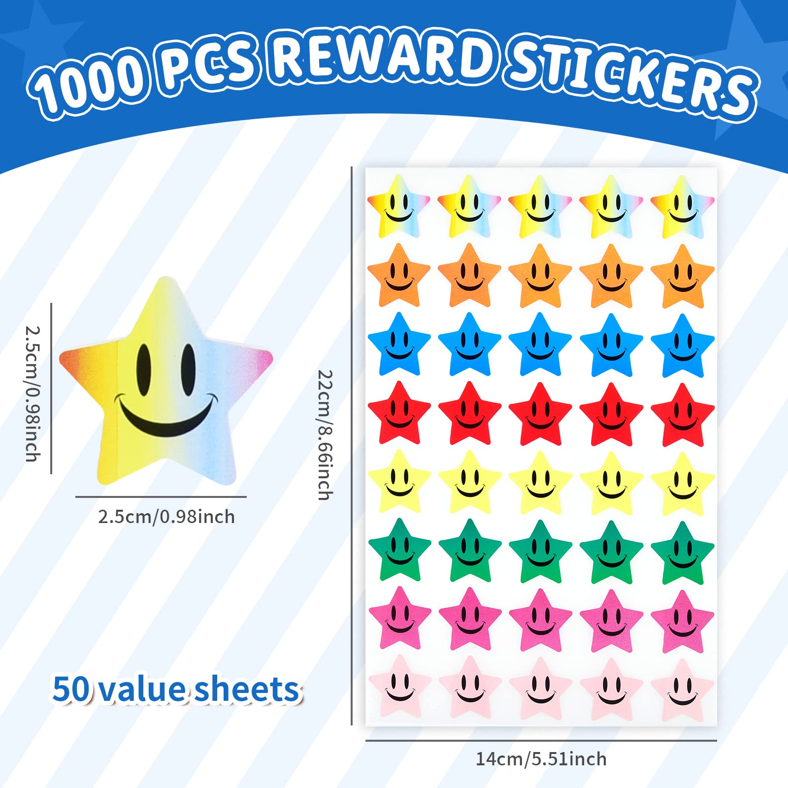 Enjoy Stickers Roll 1500Pcs Star Stickers,3Rolls Reward Stickers For ...