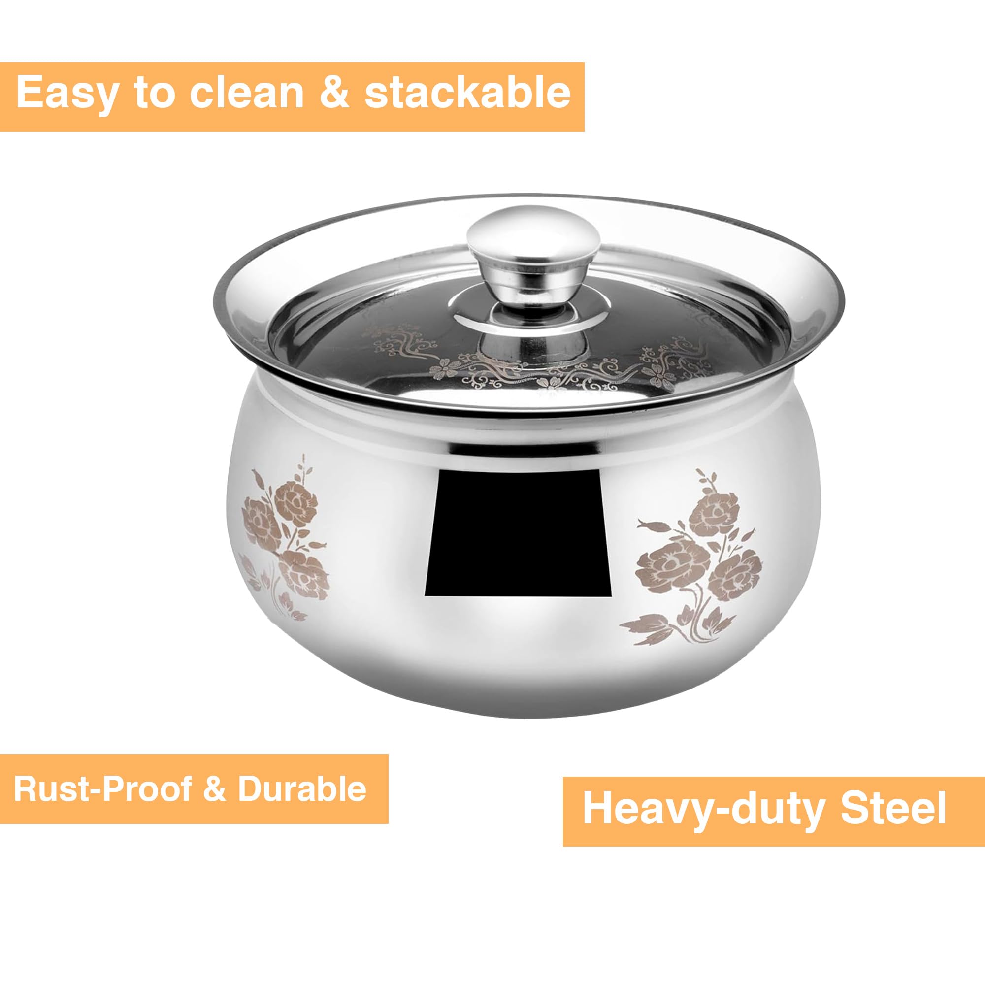 Stainless Steel Handi - Dahi Handi & Biryani Pot -6