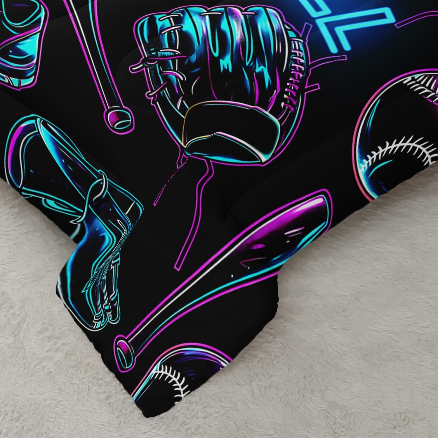 Baseball Sports Theme Comforter Set 3Pcs Twin Sneaker Baseball Bat Gloves Bedding Set for Kid Teen Girl Boy Adult National Sports Games Shoes Quilt Bed Decor with 1 Comforter and 2 Pillowcases