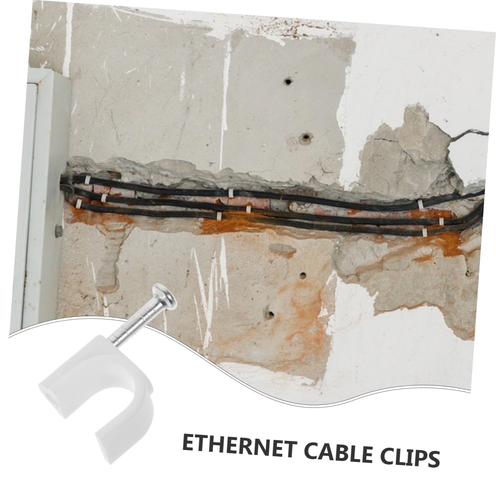 HOMSFOU 1500pièces Clips De Câbles Muraux Clips Éthernet Supports De Fil Installation Facile Avec Clous Organisation De Câbles Pour Bureau Et Maison