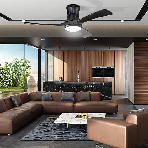 Miniatura 3 de COSTWAY Ventilador de techo de 52 pulgadas con luz y control remoto, ventilador de iluminación de 3 aspas de montaje empotrado con motor de CC