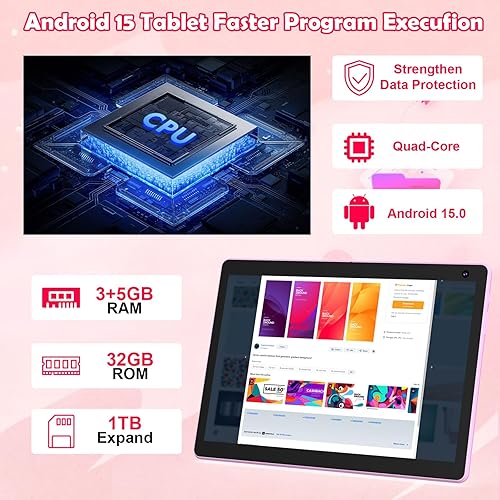 Miniatura 6 de Tablet Android 15 de 10 pulgadas, tableta 2 en 1 con teclado. 8GB RAM+32GB ROM compatible con tabletas PC expandibles de 1TB, CPU de cuatro núcleos,