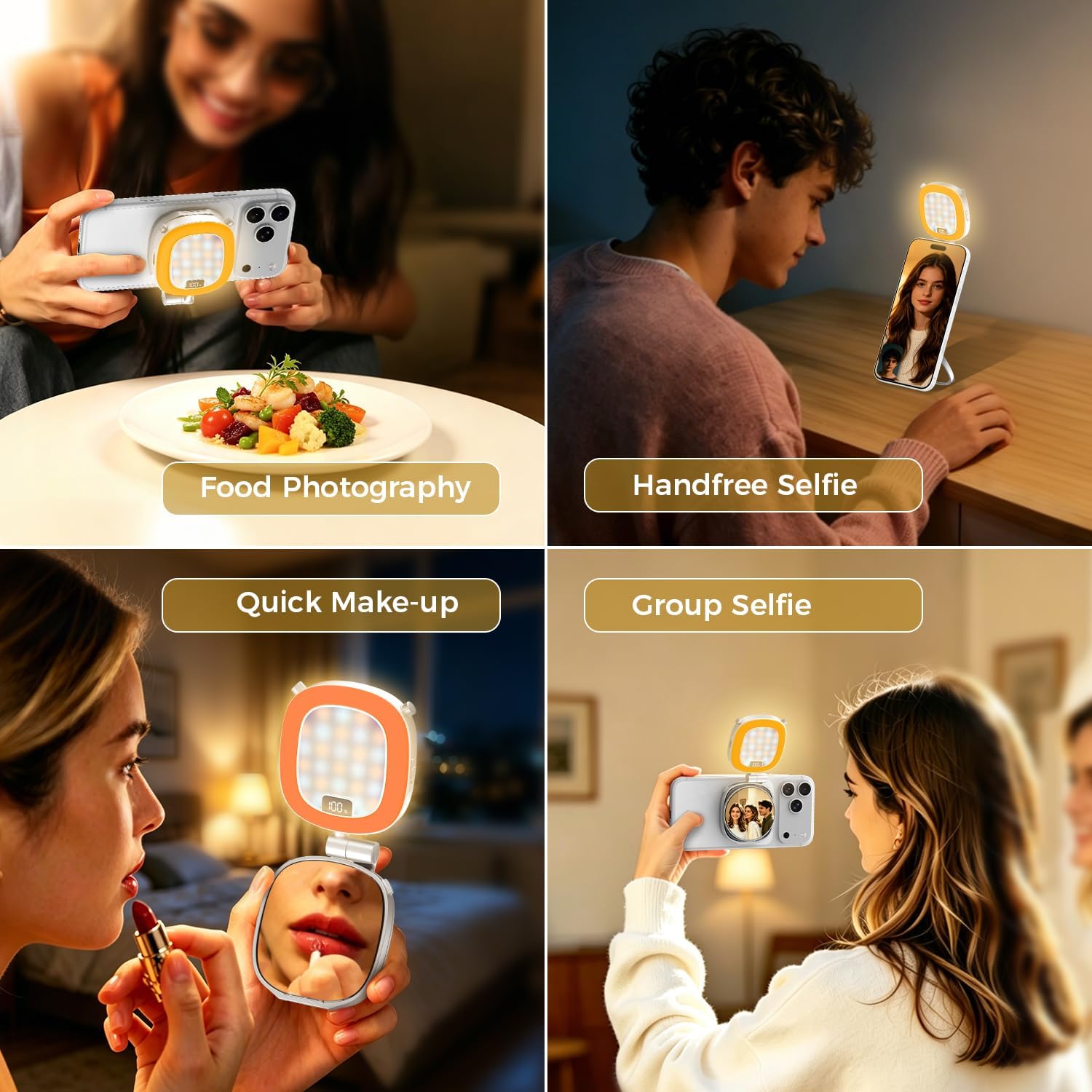 COMITOK Magnetic Selfie Fill Ring Light for Phone, Portable Phone Accessories with Make-up Mirror Built-in Magnet Support Viewfinder Mirror Attaching for Vlog/Tiktok/Video Recording/Little Conference