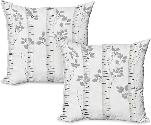 Miniatura 8 de Ambesonne Paquete de 2 fundas de almohada decorativas de abedul con diseño de ramas y hojas de color liso, impresión de imagen inspirada en el