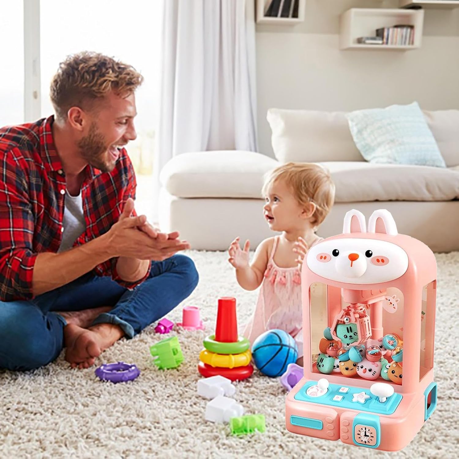 子供クレーンゲーム 子供クレーンゲーム 人形30体とカプセル10個を持っていく、音楽と照明付き 卓上 玩具 子供クレーンゲーム パー