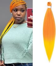 ShowJarlly Pre Stretched Braiding Hair Extensions For African Braids 30 Inches Yaki Texture Hair Extensions 1 Pack/Lot Soft Easy Braid Professional Low Temperature Hair Orange/Yellow#