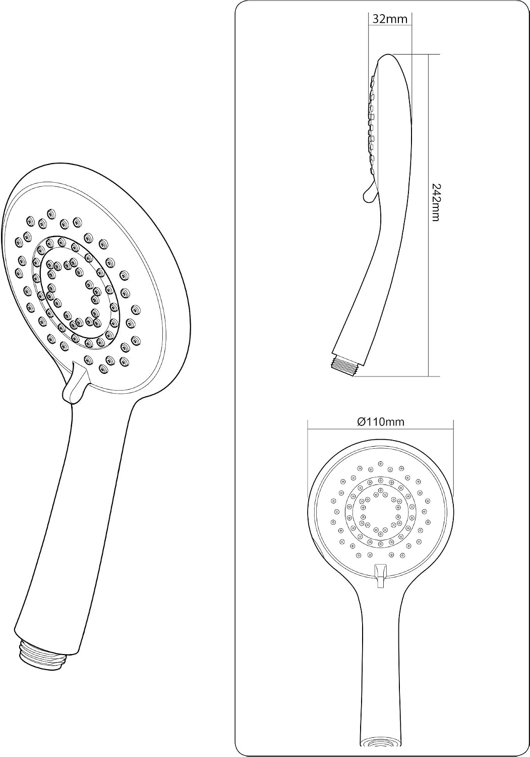 Triton 7000 Series Five Position Shower Head, White, 5 Spray Patterns, Easy to Clean