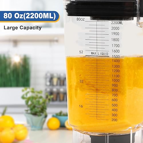 Miniatura 4 de CRANDDI Smart Commercial Blender - Pantalla táctil digital con tapa extraíble, capacidad de 80 onzas, 3 programas preestablecidos con batido, jugo,
