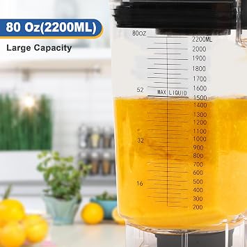 CRANDDI Smart Commercial Blender Digital Touch Screen with Removable Cover, 80oz Capacity, 3 Pre-Set Program with Smoothie, Juice, Cleaning and More, 1500W, 120V, K85TS (Grey)