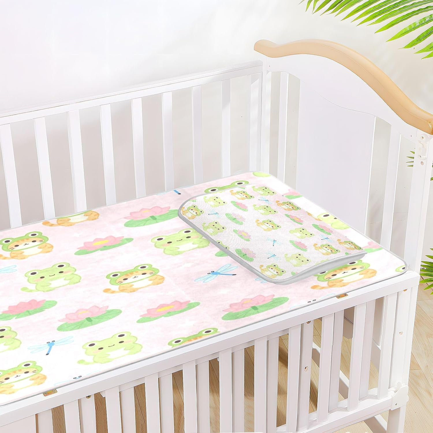 Cooling Baby Mattress Protector pad 28" x 52" Breathable Frog Cat Frog 90s Crib Mattress pad for Baby&Toddler