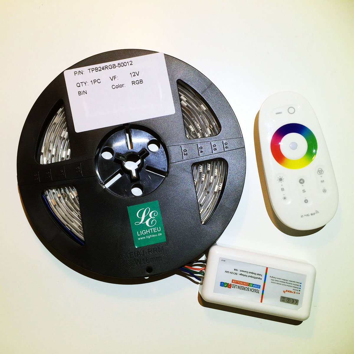 LIGHTEU, Juego de tiras LED RGB profesionales de 5 metros, 12 V (60 LED/m, IP65) para barco, yate, incluye controlador, WiFi, 2,4 G RF touch mando a distancia