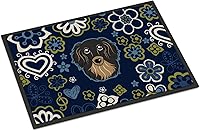 Vista 267 de Caroline's Treasures BB1449JMAT - Tapete de bienvenida de carlino negro, 24 x 36 pulgadas, tapete azul para puerta delantera, para interiores