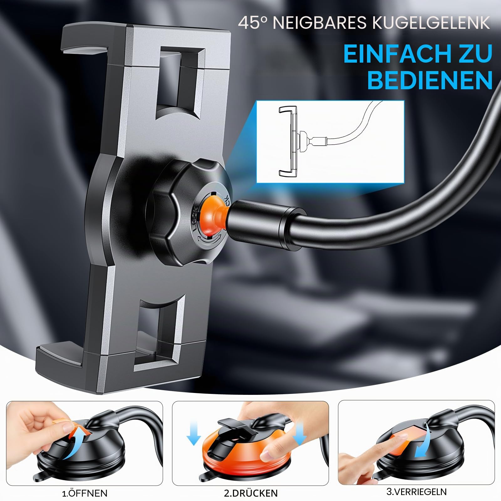 Coolpow Tablethalterung am des Autos, Tablet Halterung Auto,Tablet Halterung Auto vorne Für 4.7"-12.9" Zoll Schwanenhals ipad Halterung Auto Vorne für iPad Pro Air Mini, Galaxy