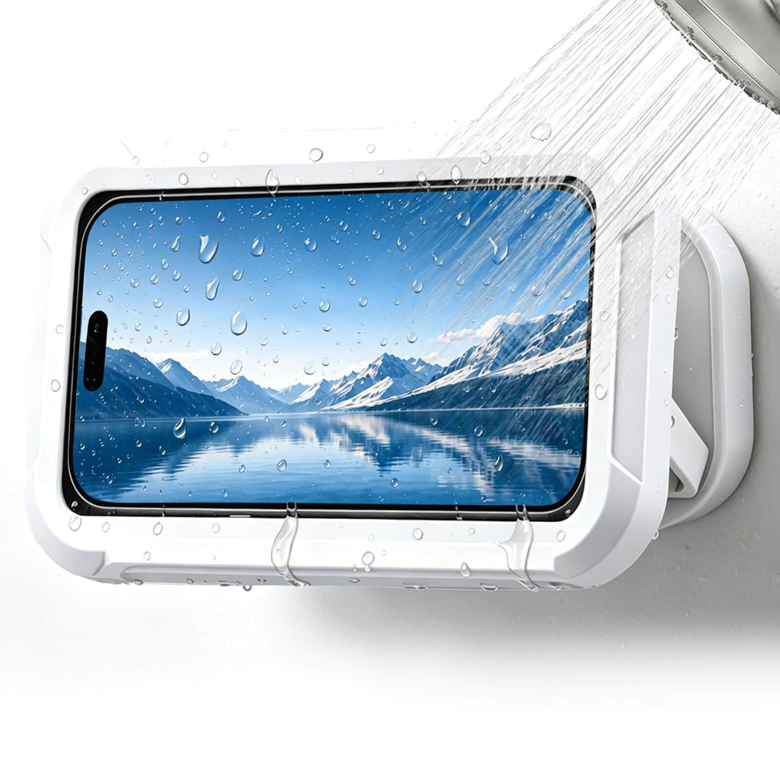 AgePlace Shower Phone Holder Waterproof, 480° Rotatable & Retractable Wall Mount Phone Holder for Shower, Anti-Fog Touchscreen Bathroom Phone Holder with Adhesive No-Drill Mount, Fits 4–6.7" Phones Wall Mount
