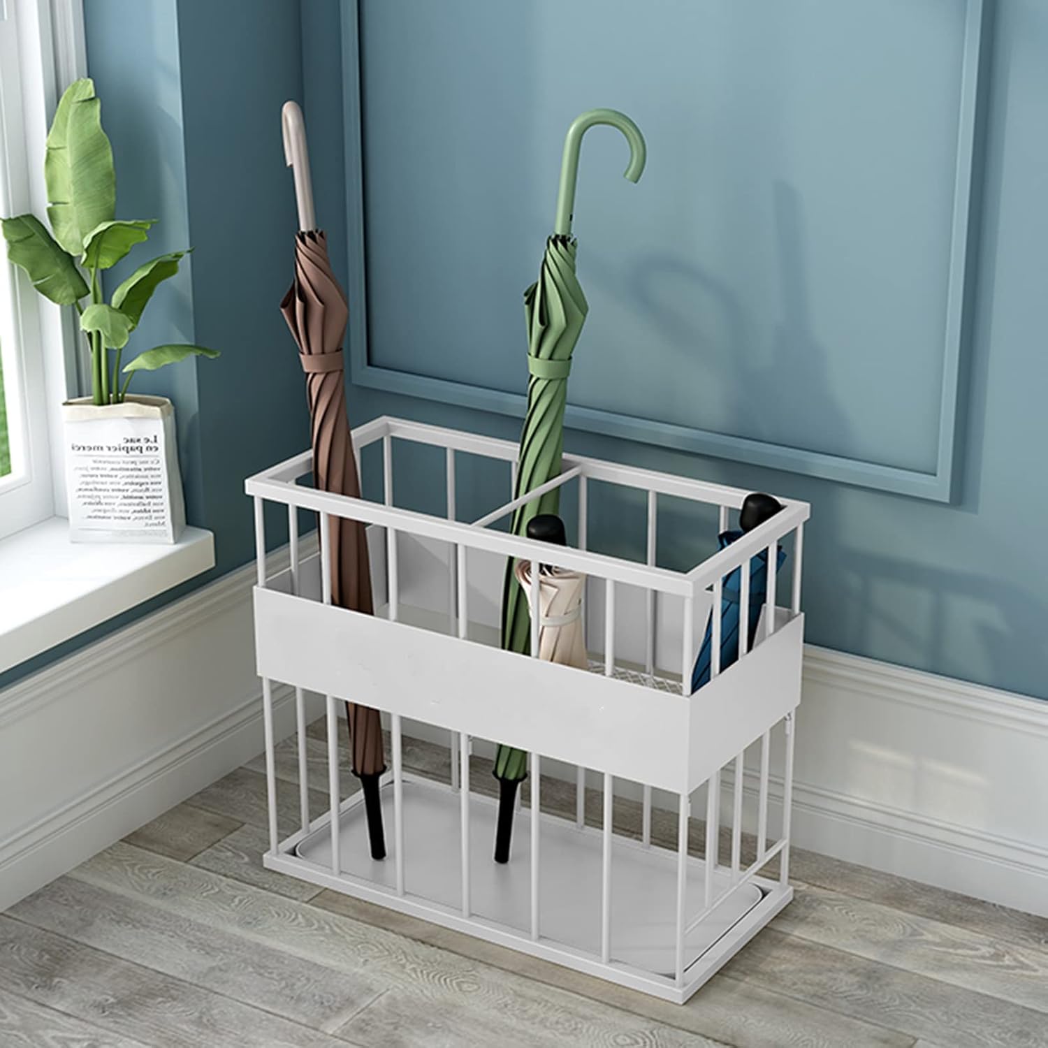 Stylish Large Rectangle Umbrella Stand - Durable Entryway Storage Rack for Canes & Walking Sticks - Space-Saving Umbrella Holder for Home, Office & Bar