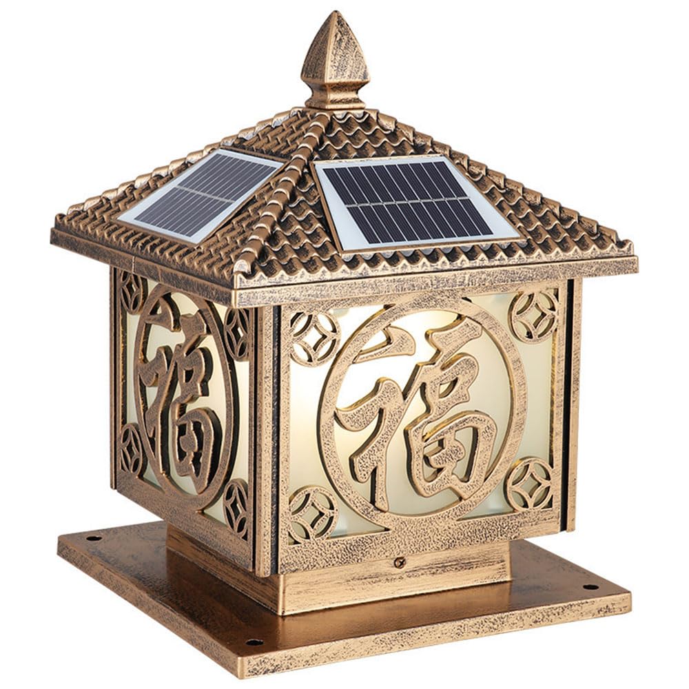 KUEYANB Post Cap Light for Villa Gate Waterproof Cast Aluminium Lamp Exterior Lamp Post Lantern Head for Porch Deck Retro Style Courtyard Entrance Corridor Lighting Fixture Dimmable Pillar Light